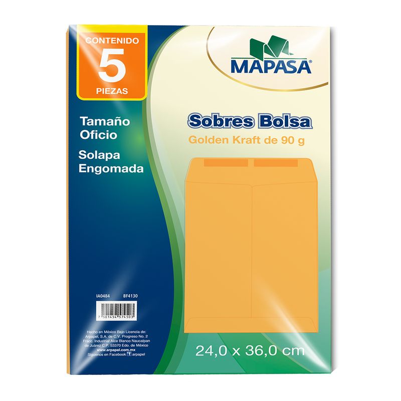 44040 - SOBRE BOLSA GOLDEN OFICIO C/5 PZAS