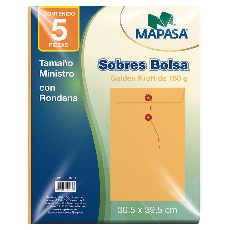 44045 - SOBRE BOLSA GOLDEN MINISTRO (LEGAL) ENGOMADO C/25PZAS