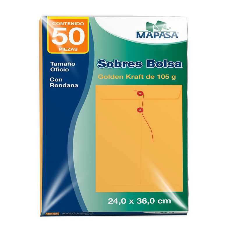 SOBRE BOLSA GOLDEN CON RONDANA OFICIO CON 50