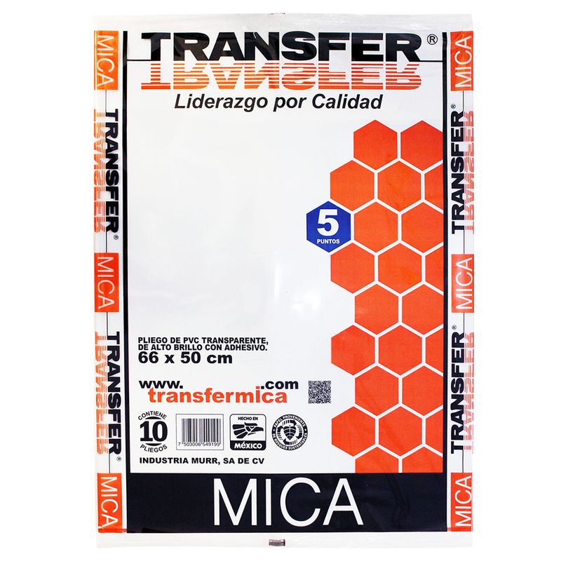 MICA ADHESIVA 5 PTS 66x50cm