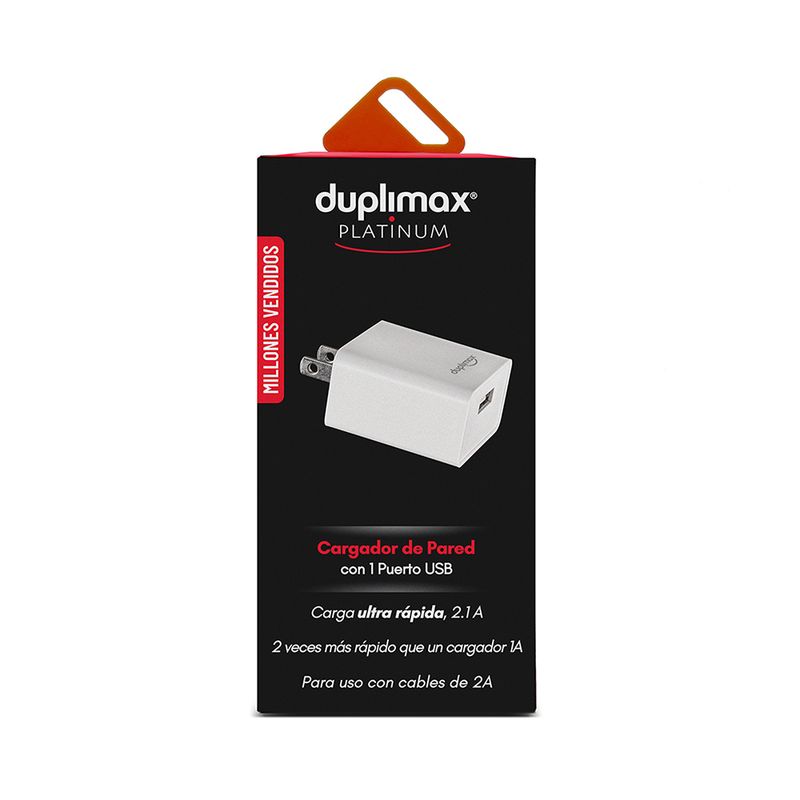46553 - CARGADOR DE PARED 1 PUERTO USB, 2 1A BLANCO