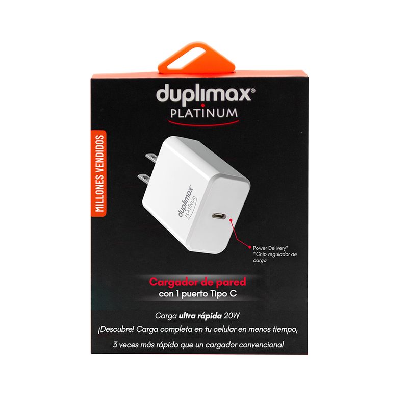 46555 - CARGADOR DE PARED 1 PUERTO USB TIPO C, 20W