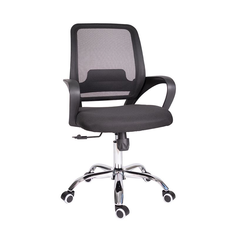 SILLA SECRETARIAL CON BRAZOS MALLA BARI NEGRO