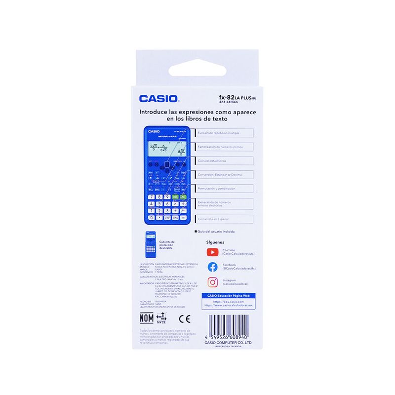 48152 - CALCULADORA CIENTIFICA CASIO FX-82LAPLUS2 10+2DIG 252 FUNC AZUL