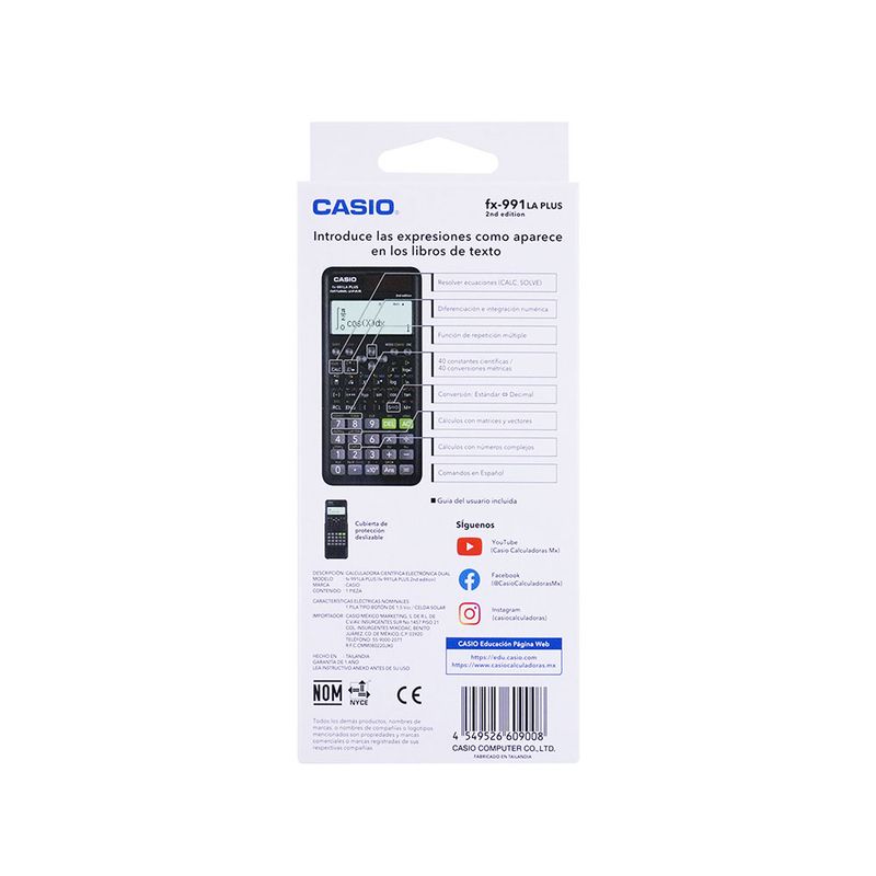 48158 - CALCULADORA CIENTIFICA CASIO FX-991LAPLUS2 10+2DIG 417 FUNC NEGRA