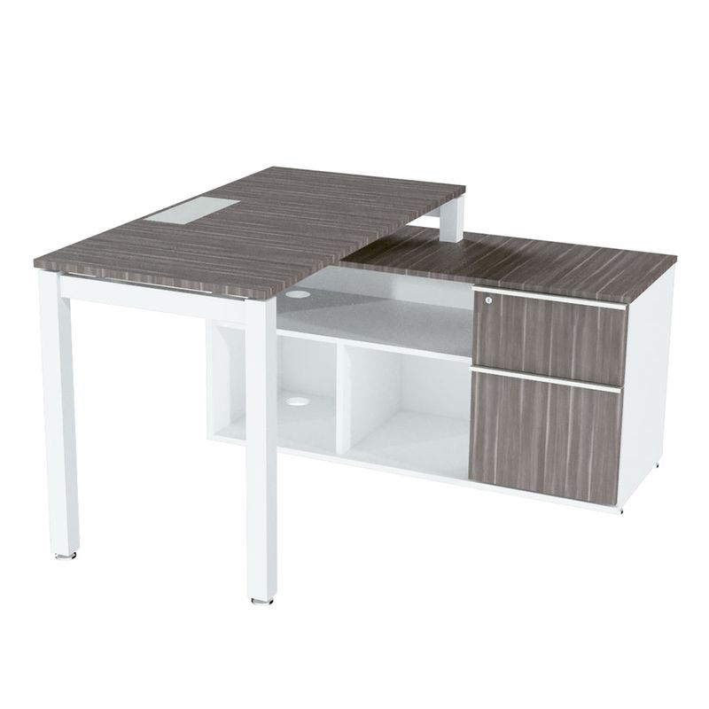 48534 - CONJUNTO EJECUTIVO ESCRITORIO S/CREDENZA  DER  1 50 MT CENIZO BLANCO