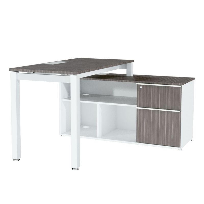 48535 - CONJUNTO EJECUTIVO ESCRITORIO S/CREDENZA  DER  1 50 MT CENIZO BLANCO