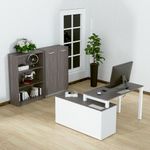 48536 - CONJUNTO EJECUTIVO ESCRITORIO S/CREDENZA  DER  1 50 MT CENIZO BLANCO