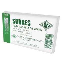 13011 - SOBRE BLANCO 50K TARJETA VISITA TV2 CON 50PZAS