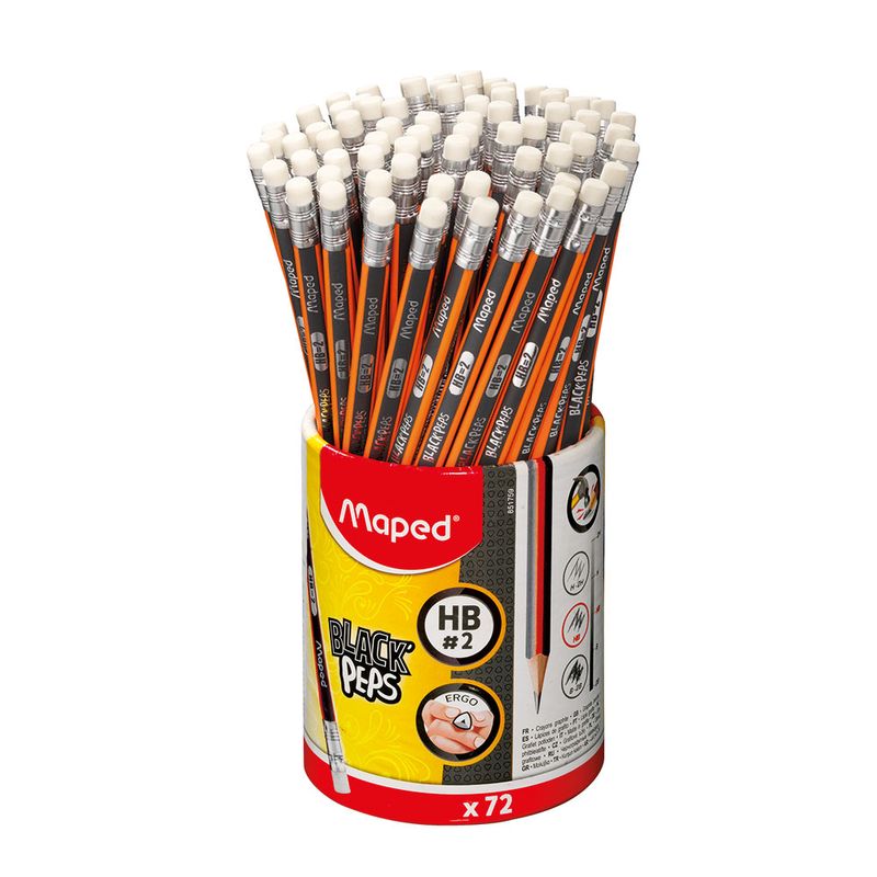 48295 - LAPIZ GRAFITO CON GOMA #2 TRIANGULAR BLACKPROPS BOTE CON 72