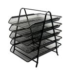 48763 - CHAROLA OFICIO 5 NIVELES MALLA METALICA NEGRO