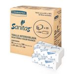 TOALLA INTERDOBLADA 100HJS  BLANCA SANITAS CAJA 20 PAQUETES