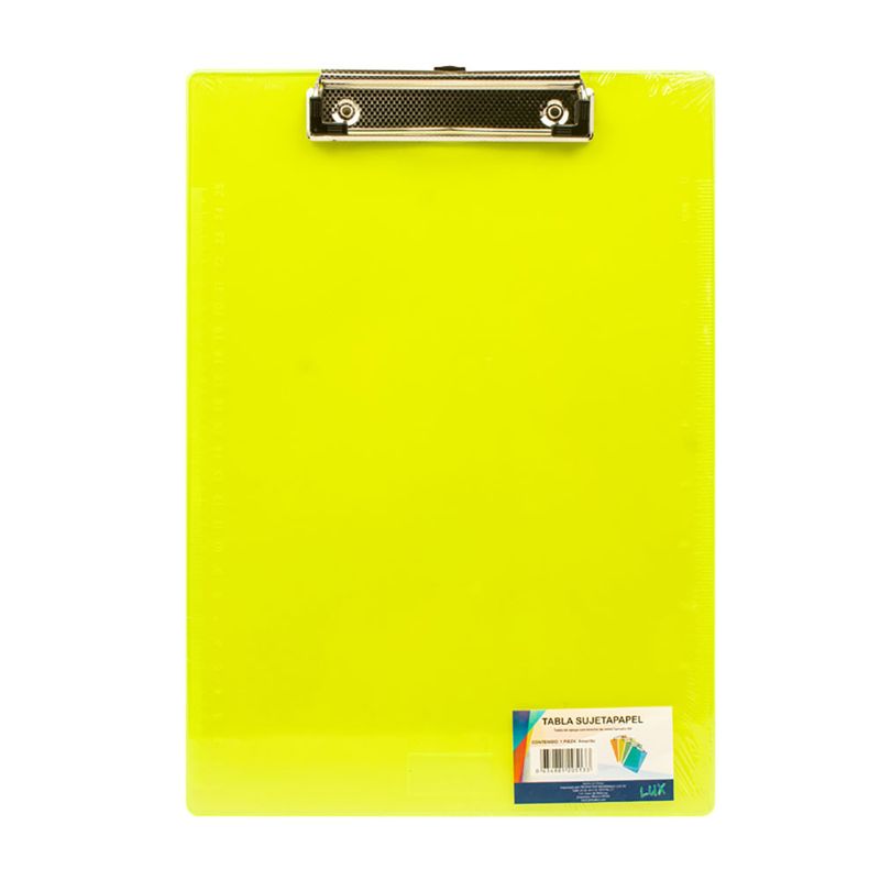 TABLA DE PLASTICO SUJETA PAPELES CARTA COLORES SURTIDOS