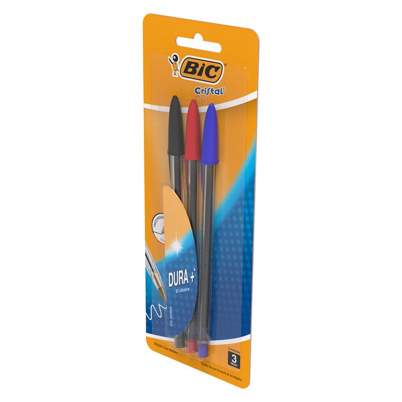 50388 - BOLIGRAFO MEDIANO SURTIDOS BIC CRISTAL BLT C/3 PZS