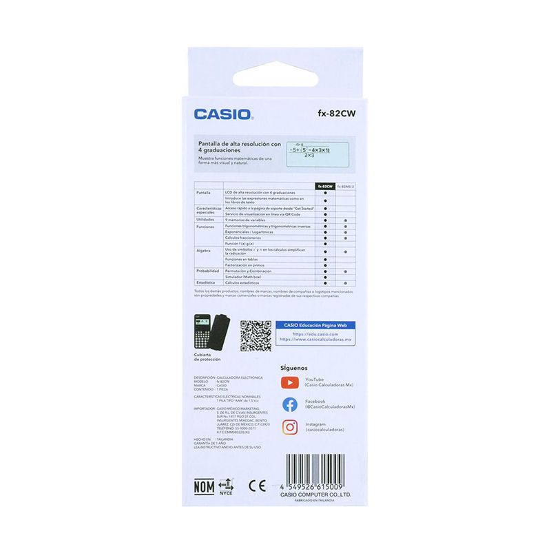48665 - CALCULADORA CIENTIFICA CASIO FX-82CW 10+2DIG 274FUNC MULTI-LINEA