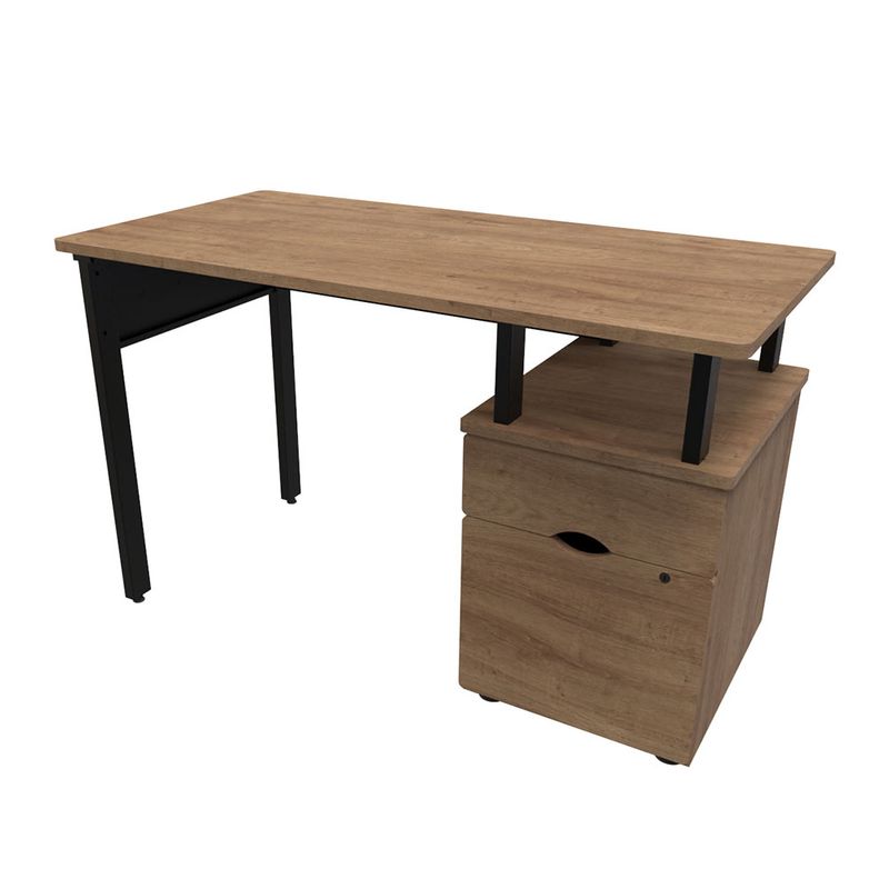 50150 - ESCRITORIO BASICO THORINO CON ARCHIVERO EUCALIPTO CON ESTRUCTURA NEGRA 1 20MT