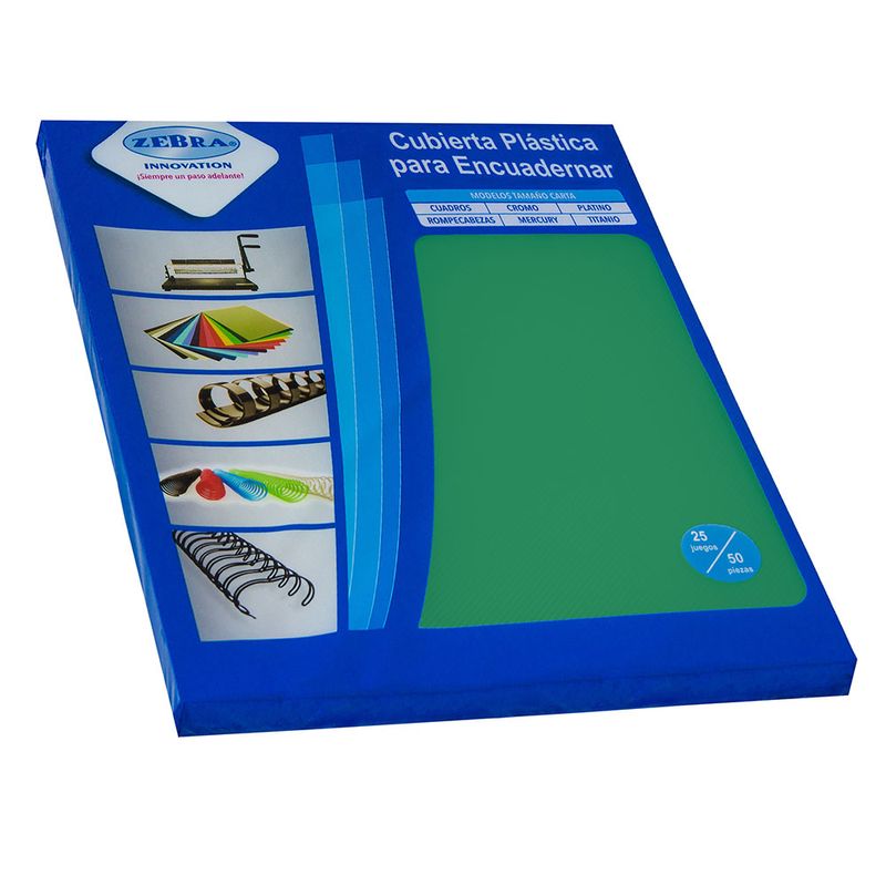 49947 - CUBIERTA PLASTICA CARTA PLATINO VERDE 25 JUEGOS ZEBRA P-105
