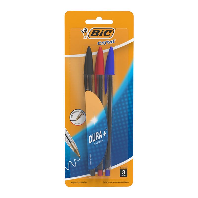 49880 - BOLIGRAFO MEDIANO SURTIDOS BIC CRISTAL BLT C/3 PZS
