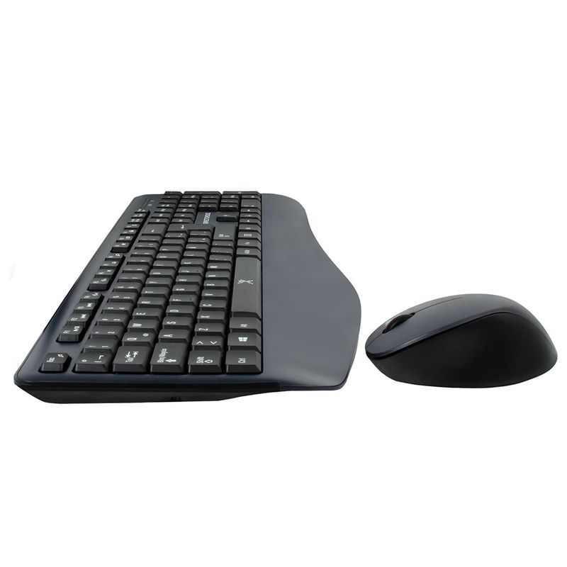 KIT TECLADO Y MOUSE INALAMBRICO RF CURVO ERGONOMICO
