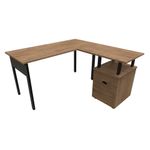 50703 - ESCRITORIO TIPO L THORINO CON ARCHIVERO EUCALIPTO CON ESTRUCTURA NEGRA 1 40 X 1 40