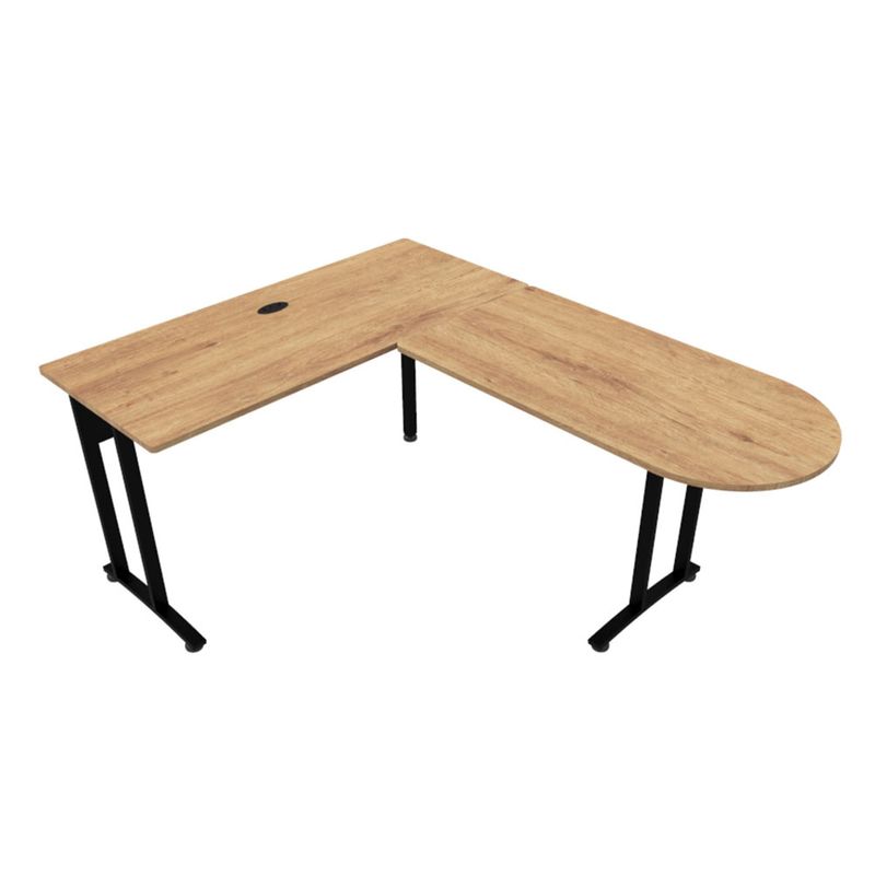 50701 - ESCRITORIO EJECUTIVO EN L UNNE EUCALIPTO CON ESTRUCTURA NEGRA