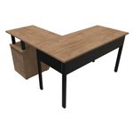 50702 - ESCRITORIO TIPO L THORINO CON ARCHIVERO EUCALIPTO CON ESTRUCTURA NEGRA 1 40 X 1 40