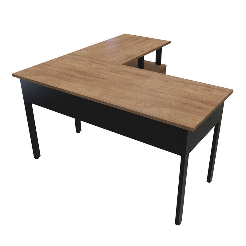 50151 - ESCRITORIO TIPO L THORINO CON ARCHIVERO EUCALIPTO CON ESTRUCTURA NEGRA 1 40 X 1 40