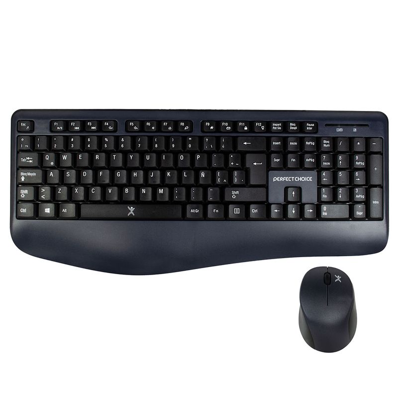 KIT TECLADO Y MOUSE INALAMBRICO RF CURVO ERGONOMICO