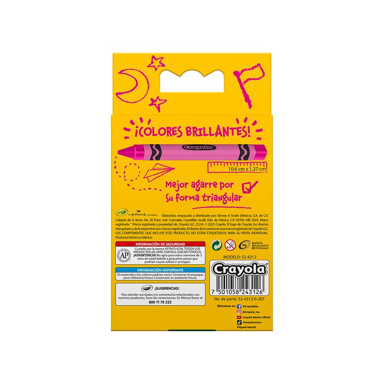 51035 - CRAYON TRIANGULAR JUMBO CON 12 CRAYOLA