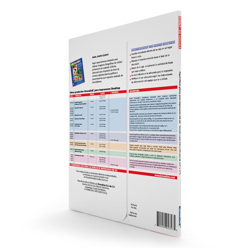 51184 - PAPEL FOTOGRAFICO GLOSSY CARTA C/20HJS