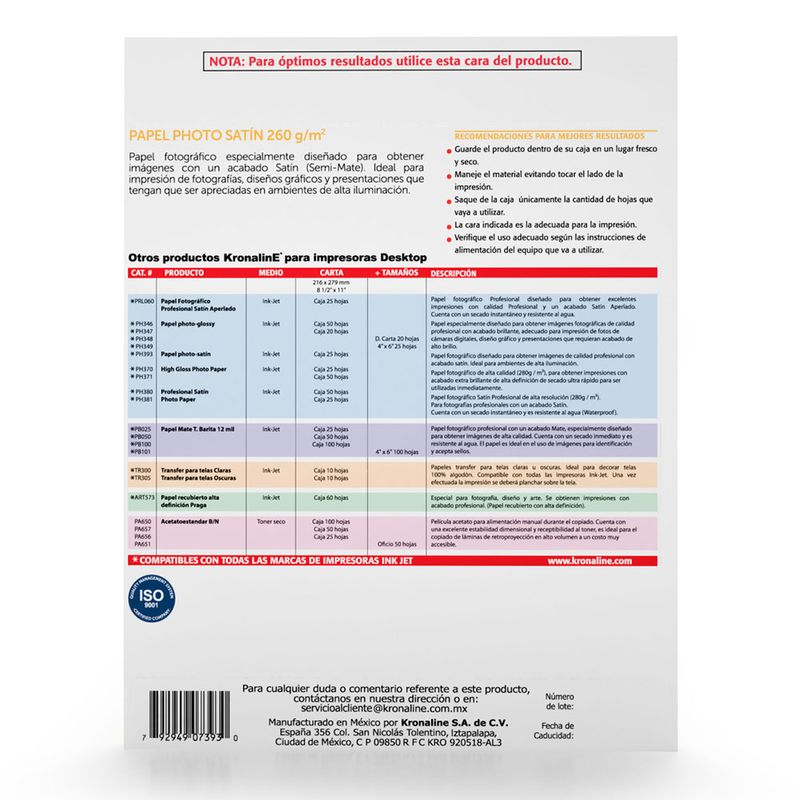 51181 - PAPEL FOTOGRAFICO SATINADO CARTA C/25HJS