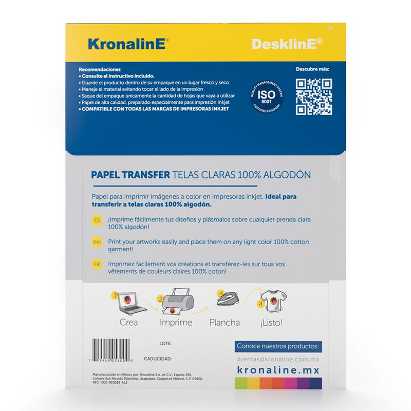 51193 - PAPEL TRANSFER CARTA PARA TELAS CLARAS C/10HJS