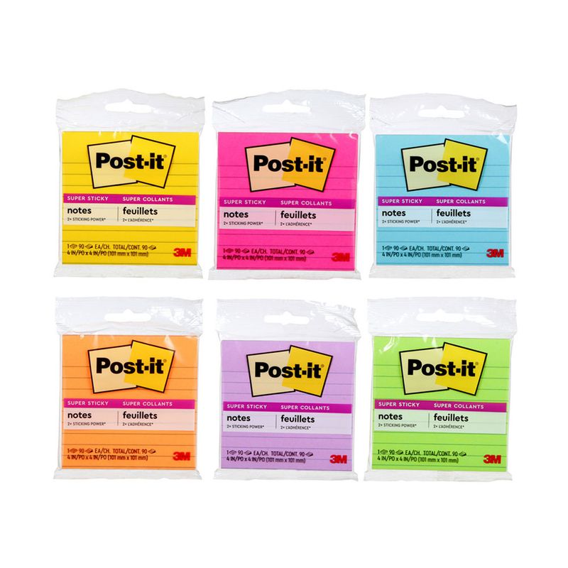 51392 - NOTAS ADHESIVAS 4X4 NEON C/6 COLORES C/90HJS