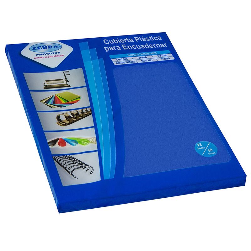 49951 - CUBIERTA PLASTICA CARTA CROMO AZUL MATE 25 JUEGOS ZEBRA C-605