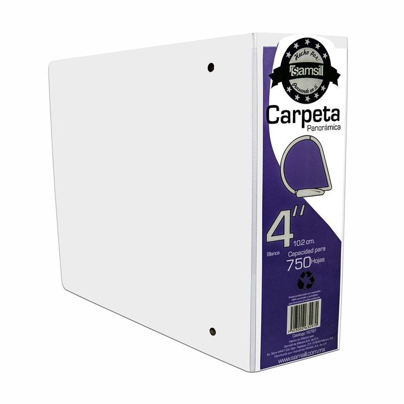 51482 - CARPETA ARILLO 4" D BLANCA CON VENTANA SAMSILL