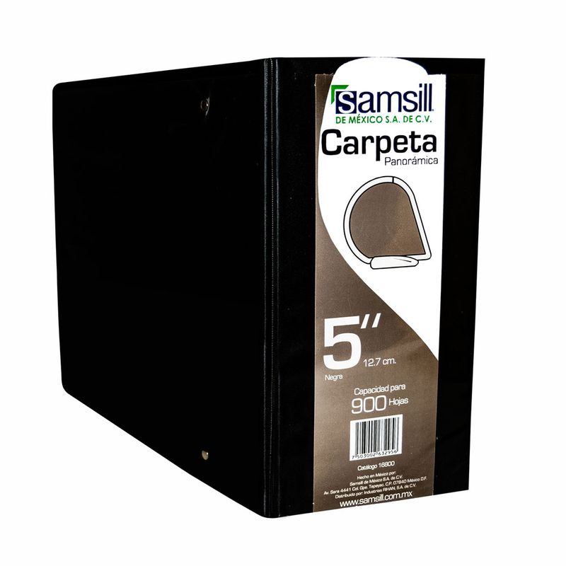 51486 - CARPETA ARILLO 5" D NEGRA CON VENTANA SAMSILL