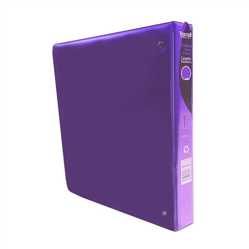 51514 - CARPETA ARILLO 1"  O MORADO NEON CON VENTANA SAMSILL