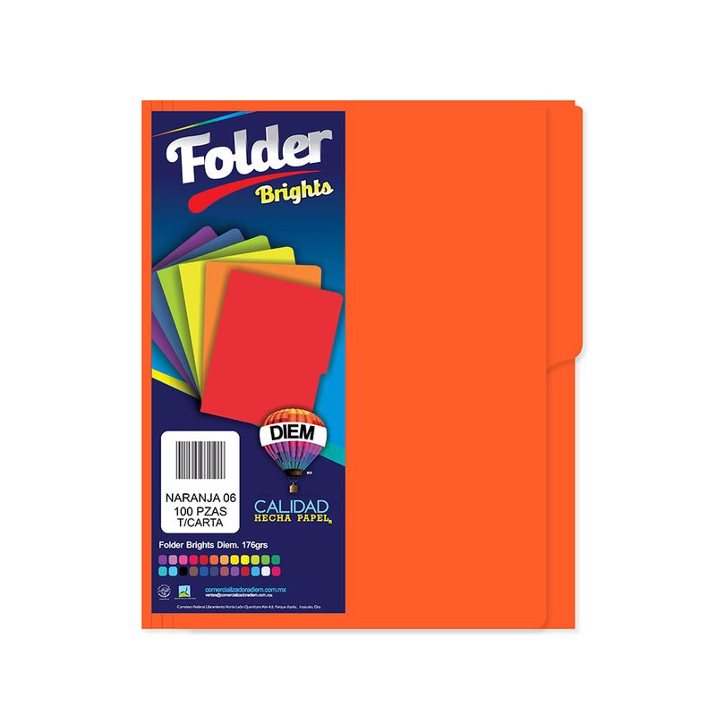 51230 - FOLDER CARTA NARANJA DIEM CON 100PZAS