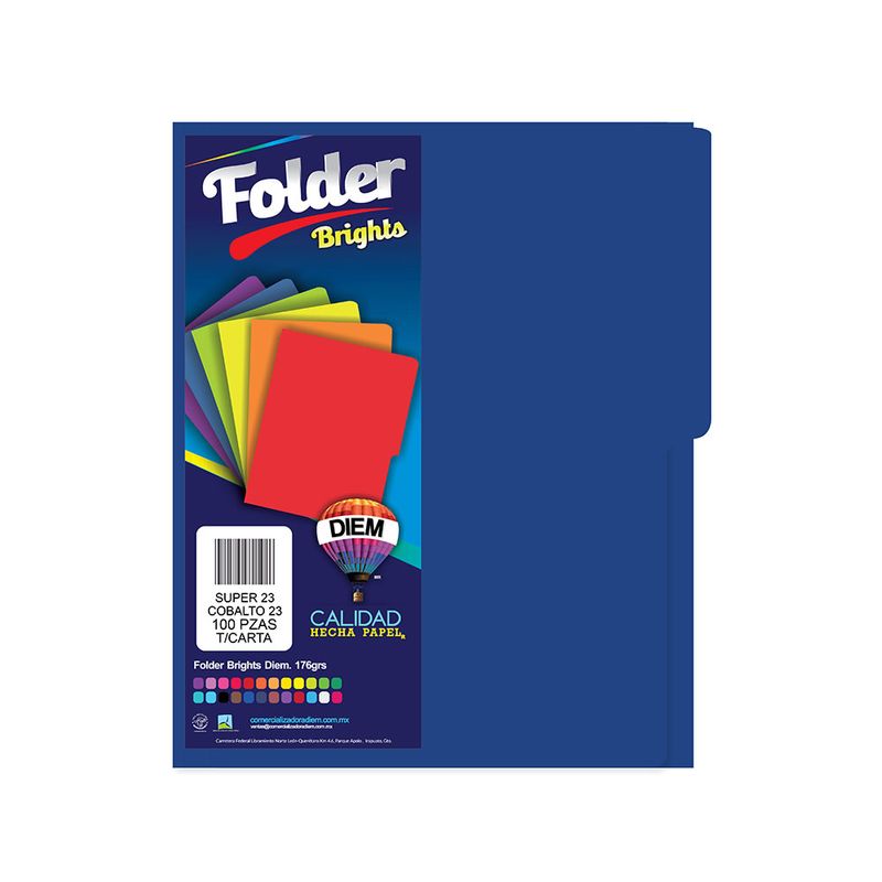 51240 - FOLDER CARTA AZUL COBALTO DIEM CON 100PZAS