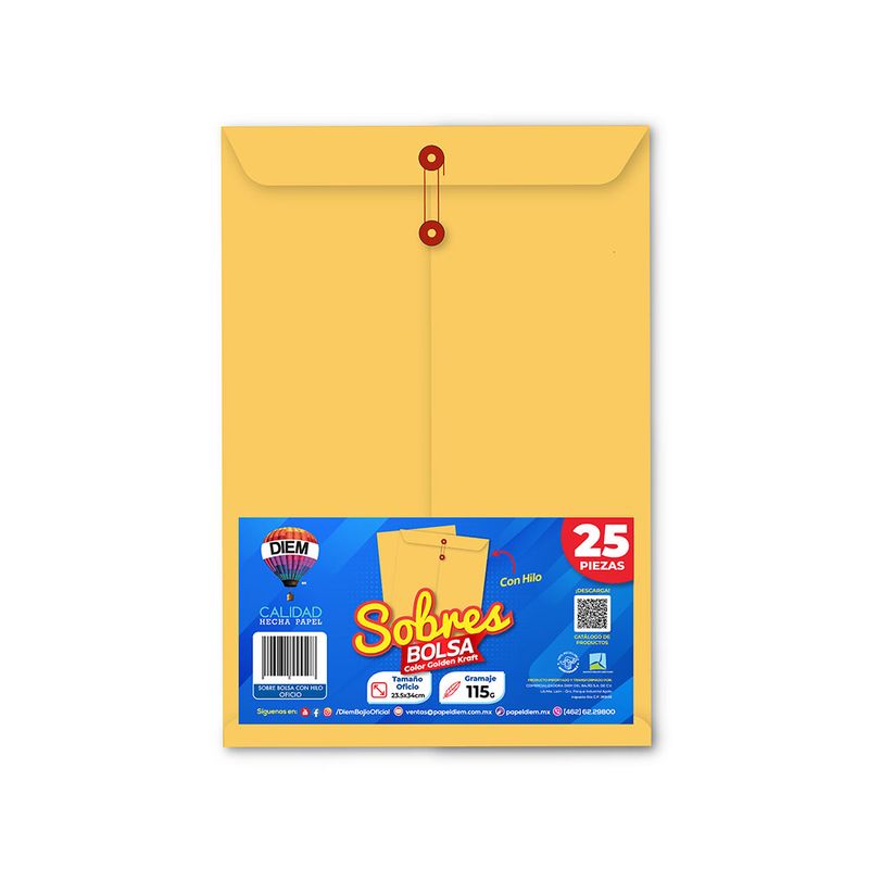 51346 - SOBRE BOLSA GOLDEN CON RONDANA 115G OFICIO CON 25