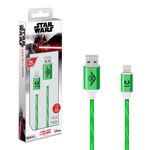51794 - CABLE USB A LIGHTNING CON LUZ LED DE 1 M, STAR WARS VERDE/ROJO