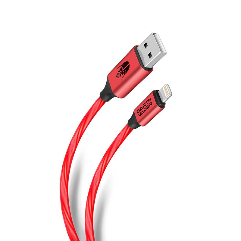 51792 - CABLE USB A LIGHTNING CON LUZ LED DE 1 M, STAR WARS VERDE/ROJO