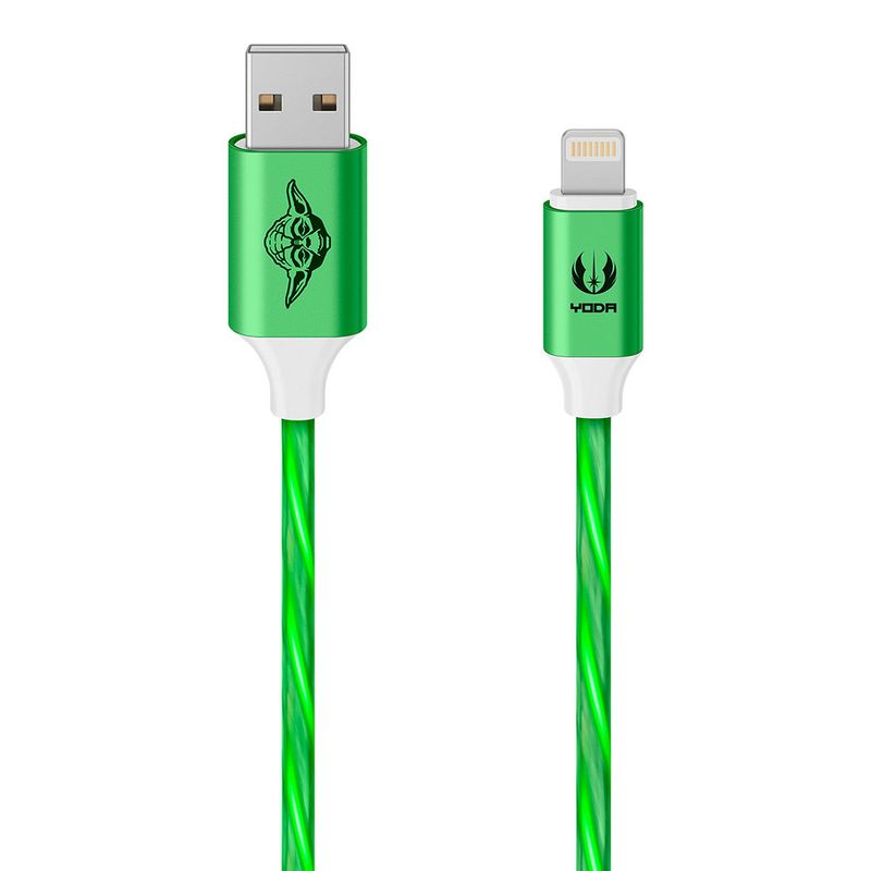 51791 - CABLE USB A LIGHTNING CON LUZ LED DE 1 M, STAR WARS VERDE/ROJO