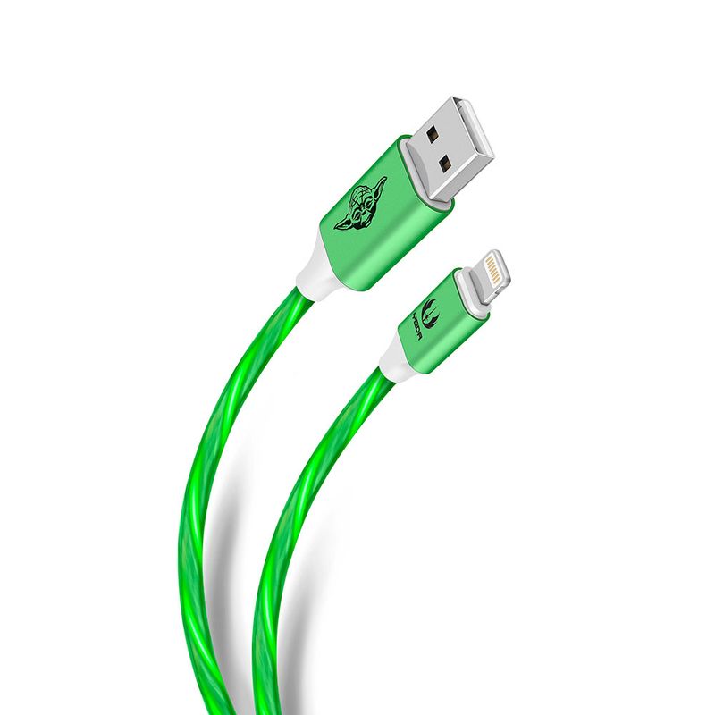 51793 - CABLE USB A LIGHTNING CON LUZ LED DE 1 M, STAR WARS VERDE/ROJO