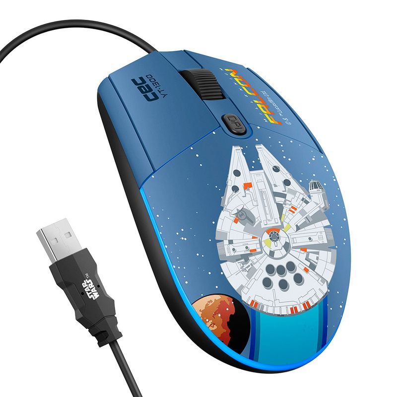 MOUSE ALAMBRICO USB 800/1200/1600 DPI STAR WARS, AZUL/NEGRO/ROJO