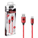 51798 - CABLE USB A USB C CON LUZ LED DE 1 M, STAR WARS VERDE/ROJO