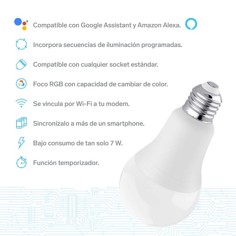 FOCO LED RGB CONTROLADO POR WIFI 7W