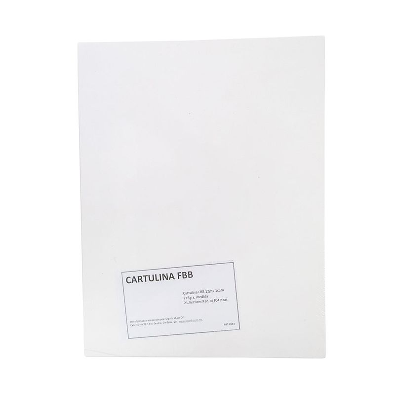 44197 - CARTULINA SULFATADA FBB T/CTA BLCO C/104 PZAS