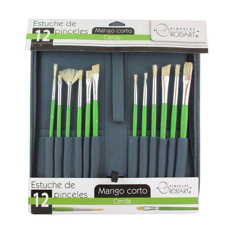 51732 - ESTUCHE DE 12 PINCELES SURTIDO VERDE RODART