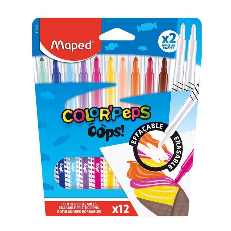 52457 - MARCADOR BORRABLE DELGADO CON 12PZAS COLORPEPS OOPS